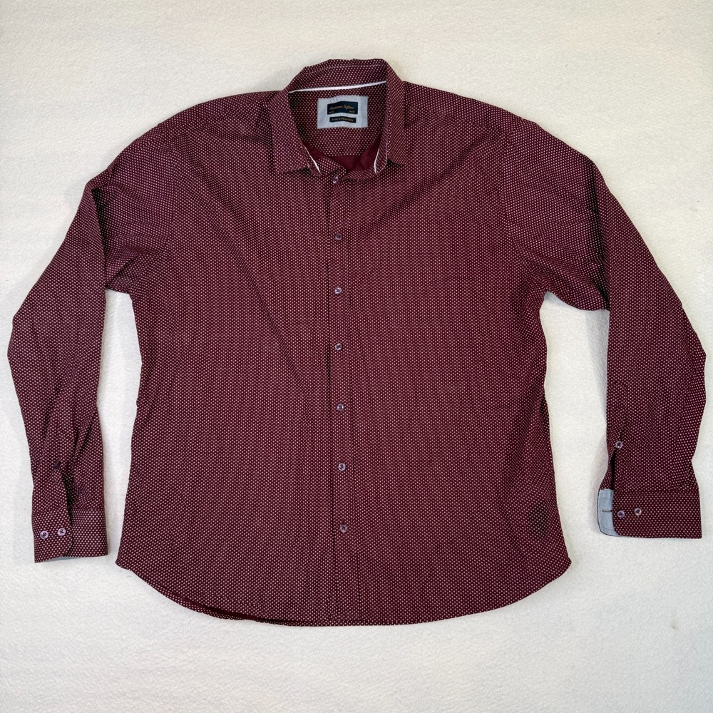 Gentlemen's Outfitters Men's 2XL Burgundy Red Long Sleeve Button Down Shirt